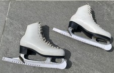 Risport Laser Figure Ice Skates white Size EU39 Made in Italy Leather VGC