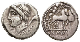 FITZ ROMAN REPUBLIC MEMMIUS GALERIA DENARIUS ROME SATURN NOVEL SILVER ±±QQQ653