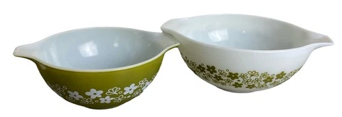 2 Pyrex Spring Blossom Cinderella Bowl Crazy Daisy Nesting Mixing Good 443 & 442