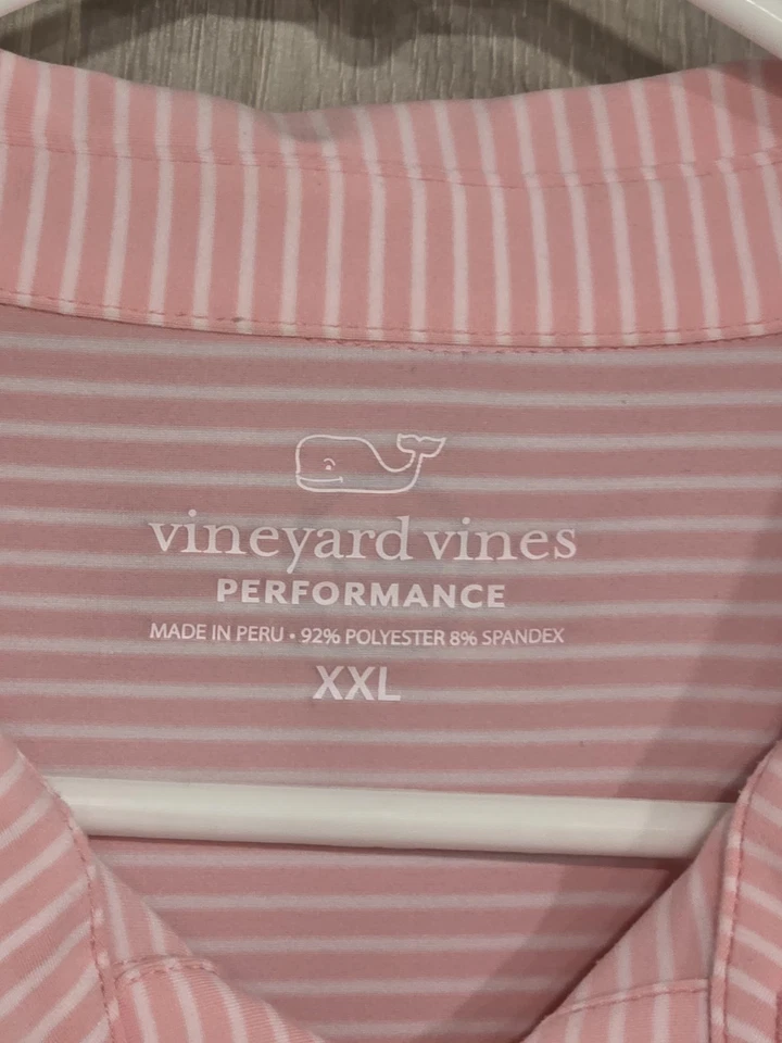 Camisa polo de golf VINEYARD VINES Performance XXL rosa blanco a rayas Foto 2 de 4