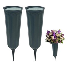 Set of 2 Cemetery Vases with Spikes Grave Flower Holder for Cemetery Decorations