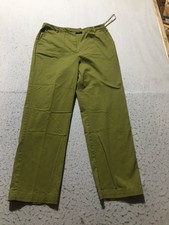 Evan Picone Twill Pants Womens 12 Stretch Olive Green Pockets Flat