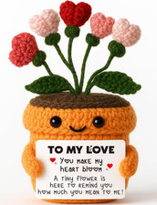 Handmade Crochet Heart Flower Plush with Romantic Card - Perfect Gift for Loved