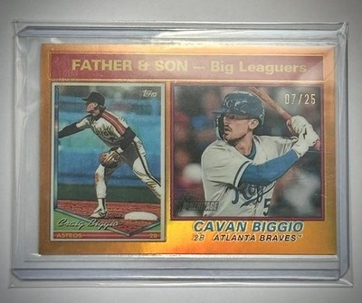 Craig & Cavan Biggio Topps Heritage Father & Son Orange Refractor Jersey #d 7/25