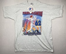 VTG 90s Mark McGwire St Louis Cardinals 62 Home Runs T-Shirt Mens XL Gray New