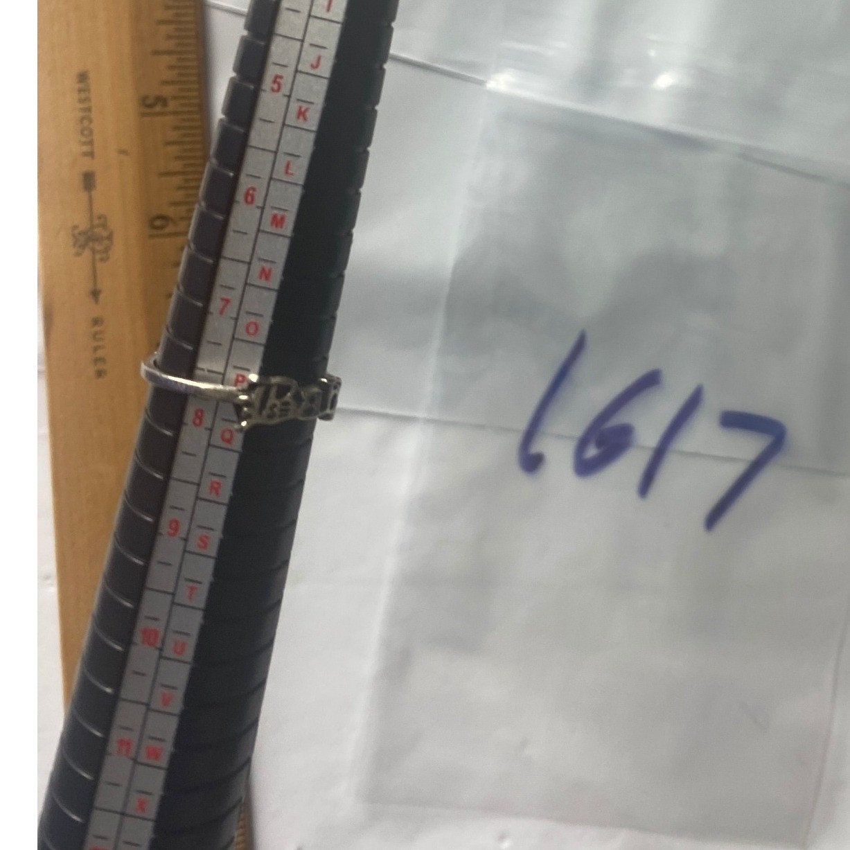 Silver tone Baby Script Ring Stackable Ring Daint… - image 2