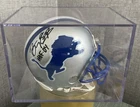 BARRY SANDERS AUTOGRAPHED THROWBACK MINI HELMET DETROIT LIONS HOF 2004 W/ Case
