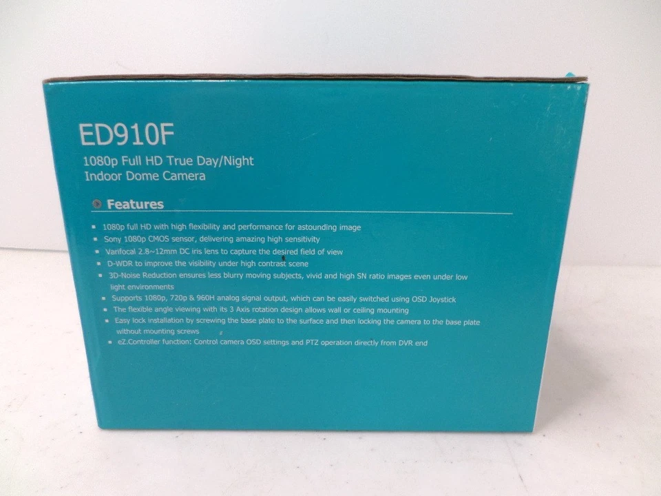 Everfocus ED910F 1080P HD True Day/Night Indoor Dome Camera Home Security - Image 2 of 4