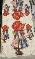 Vintage Holly Hobbie Red Hat Doll Fabric Panel Pattern - 3 dolls Cotton 1970's