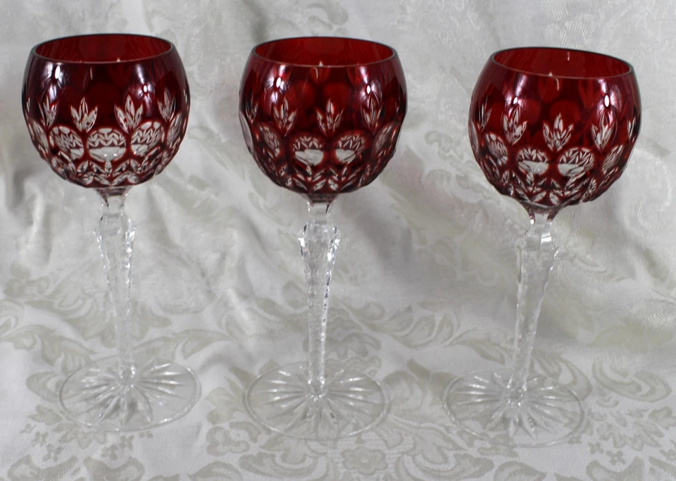 Juego de 3 copas de vino Ajka Crystal Arabella rojo corte a claro Foto 4 de 4