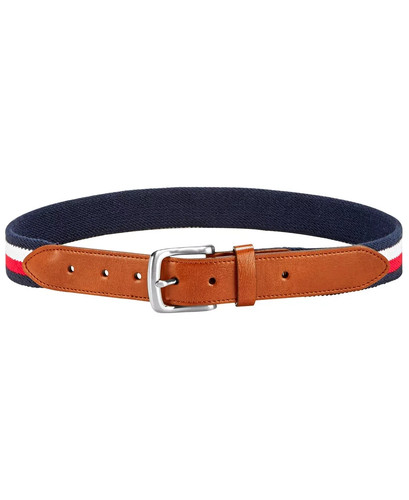 Tommy Hilfiger Big Boys Small Blue Striped Adjustable Webbing Waist Belt UPS475 - Picture 2 of 8