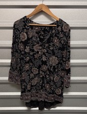 Lucky Brand Women s Paisley Floral Henley Blouse Plus Size 1X BOHO Artsy Casual