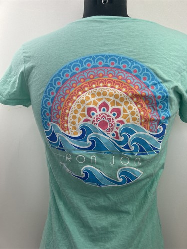 Ron Jon Surf Shop Cocoa Beach Girls V Neck Size YL Teal - Picture 2 of 7