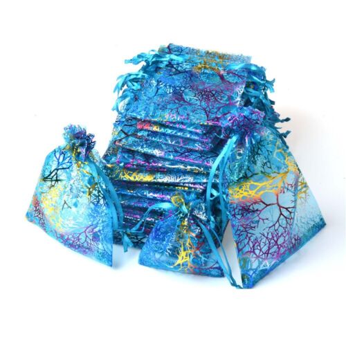 50 pièces sachets organza bleu pur corail pour mariage (66 68 caractères) - Photo 1/11