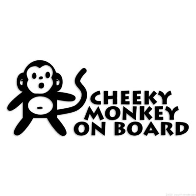 Cheeky Monkey On Board - Decal Sticker - Multiple Colors & Sizes - ebn6052