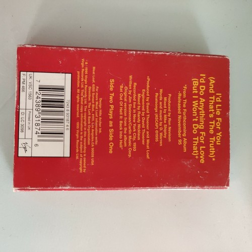 Meat Loaf I'd like for you / I'd do anything for love Rare Cassette Single - Picture 3 of 6