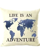 TRAVEL -Life Is An Adventure Pillow Cover 18 X 18 Brand New