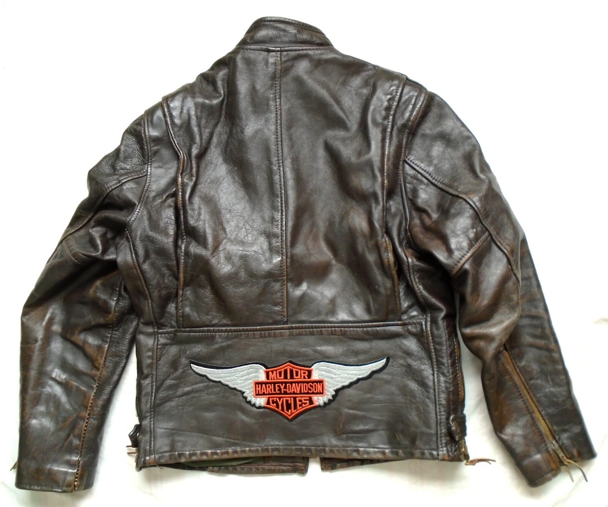 Vintage 60s 70s Harley Davidson Badge Single Rider Leather Jacket