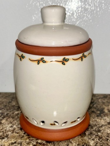 Garlic Jar with Vents And Lid Stoneware by Jocha Tall Kitchen Counter Storage - Picture 5 of 7