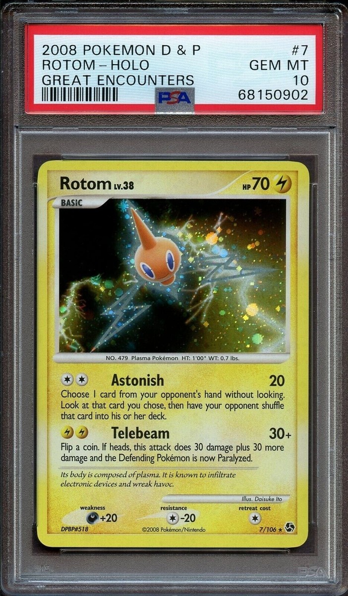 Rotom HOLO PSA 10 2008 D & P 7/106 - Highly Desirable Among