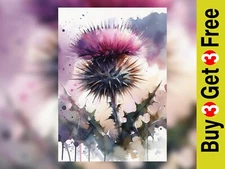 Thistle Watercolor Art Print 5" x 7" - Abstract Floral Elegance
