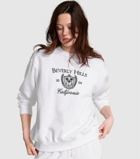 VICTORIA'S SECRET PINK BEVERLY HILLS EMBROIDERED CREW NECK PULLOVER SWEATSHIRT