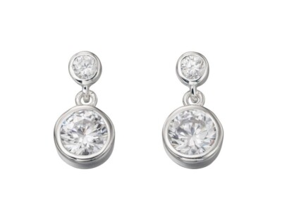 Doppel Zirkon Ohrhänger Sterling Silber 925 gepunzt nagelneu verpackt