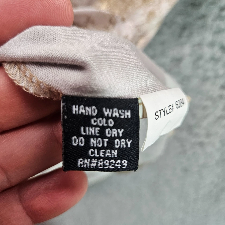 Lynn Ritchie Top Tee Womens XL Glitter Gold Ruffle Sleeve Wide Neck Stretch - Image 4 of 4