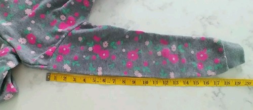 Diva Girl Grey Pink Floral Design Sweatshirt Hoodie Front Pockets Size 10/12 - Picture 6 of 7