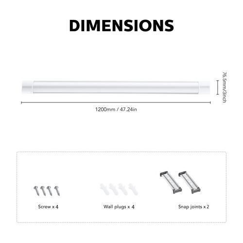 Lampada LED per ambienti umidi 4 x 120 cm garage tubo plafoniera lampada per vasca 3000 K 40 W - Foto 2 di 12