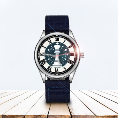 WHITE CHESS KINGS GAMBIT Art Unisex Beautiful 38mm Dial Trendy Wrist Watch