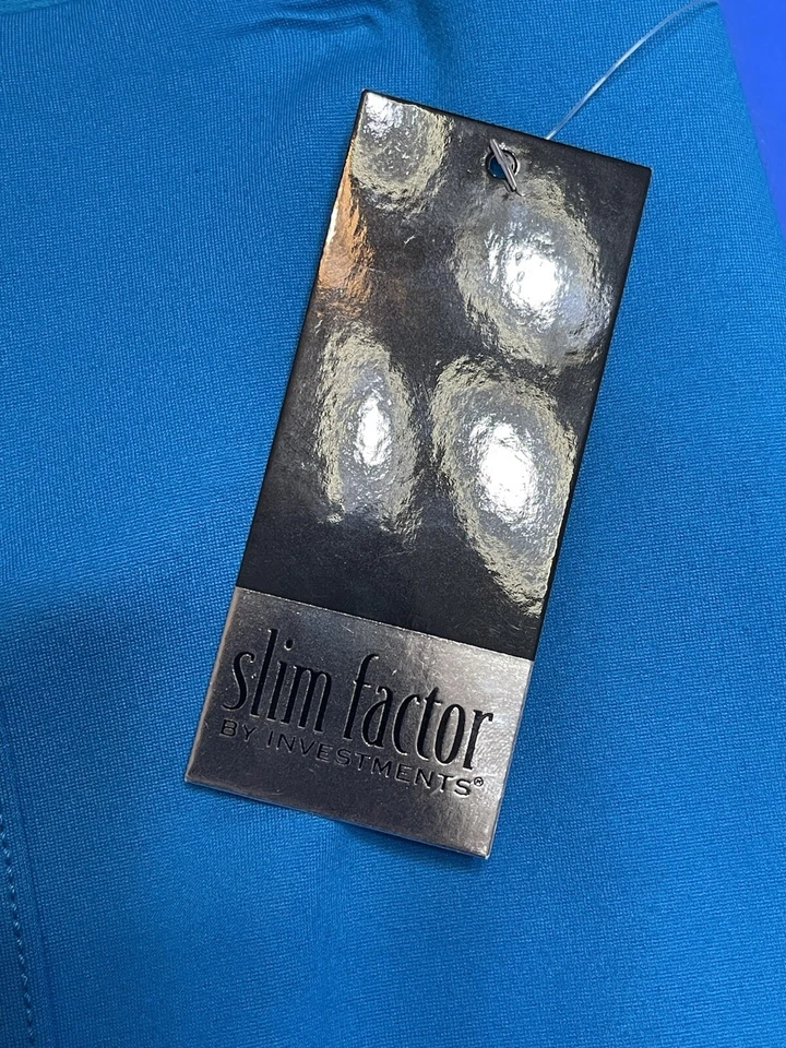 全新带标签 Slim Factor by Investments 分腿裁剪裤子 XL 蓝色多瑙河 — 第 3/4 张图片