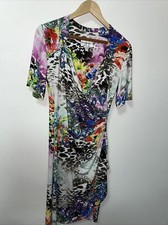 Georgede Paris Multicoloured Dress Wrap Uk 16 Stretchy Wedding Party Immaculate