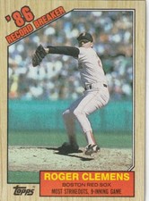 FREE SHIPPING-MINT-1987 Topps #1 Roger Clemens Red Sox RECORD BREAKER