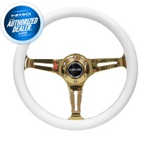 New Nrg Steering Wheel Classic Wood 350mm White Chrome Gold 3 Spoke St-015cg-wt New Nrg Steering Wheel Classic Wood 350mm White Chrome Gold 3 Spoke St-015cg-wt