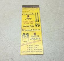 Ingersoll Rand Company Carset Jackbits Vintage Matchbook Cover Lion Match Philly