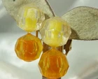 Super Cute  Retro Orange Yellow Clip Vintage 60's Lucite Clip Earrings 586f3