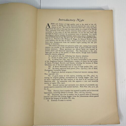American Art Association Auction Catalog 1928 European Armor & Arms softcover - Imagen 18 de 24
