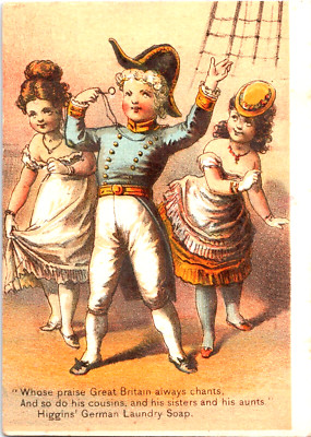 Victorian Trade Card Higgins German Laundry Soap Sailor Series Sailor and Ladies