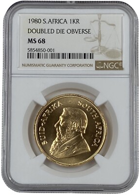 1980 Error Doubled Die Obverse South Africa Gold Krugerrand NGC MS