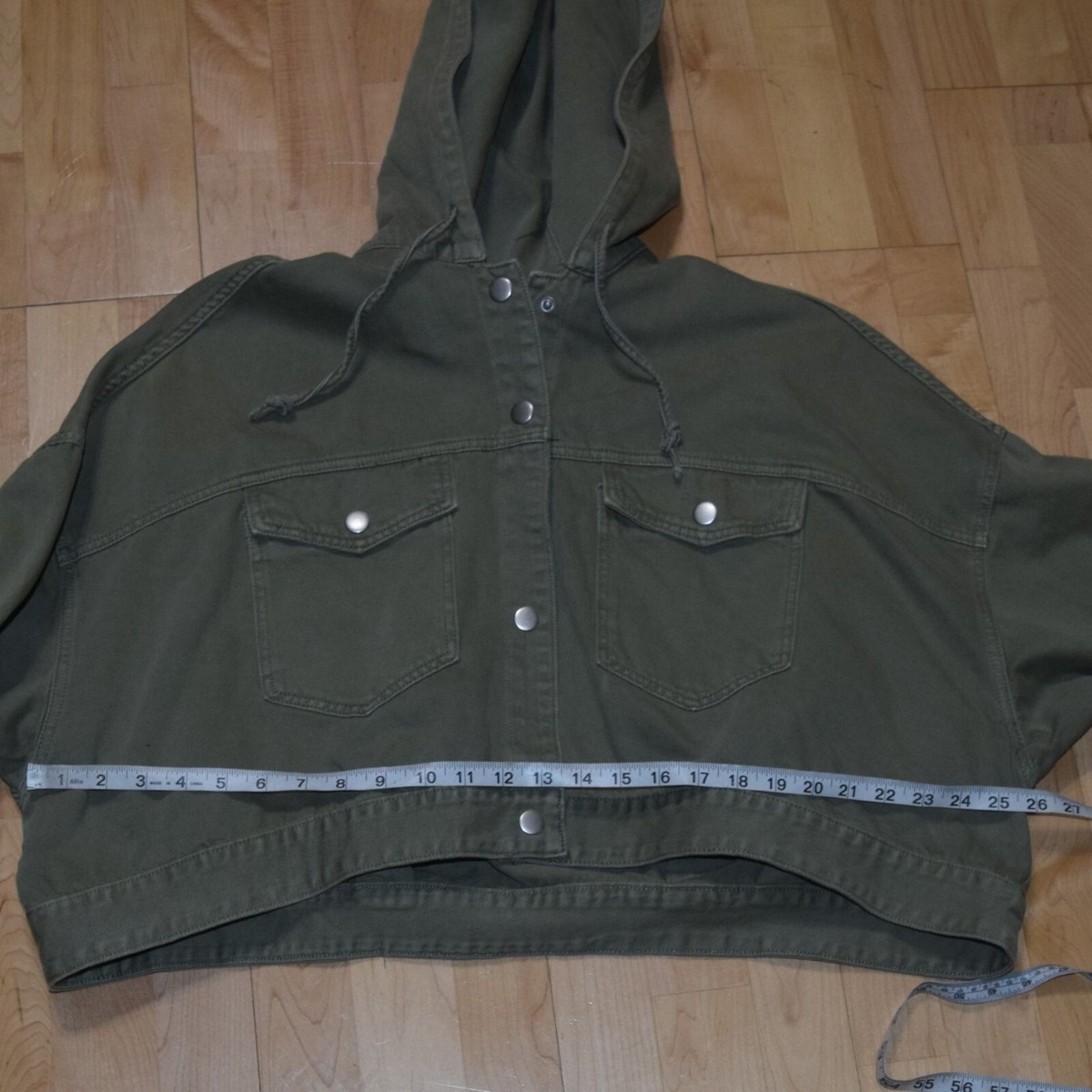NEW WITH TAGS! Miou Muse: Olive Denim Hoodie Jacket Women's Sz L