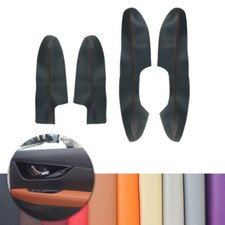 Cubierta de cuero para panel de reposabrazos de puerta línea negra-roja para Nissan X-Trail Rogue 14-18