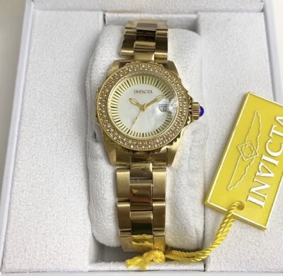 Invicta angel Gold tone mother of pearl dial Watch 30mm NWT  display picture 3