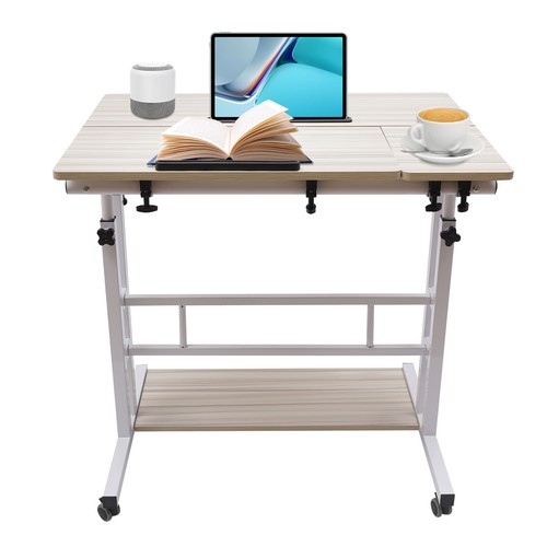 Rolling Laptop Computer Stand Table Cart Homes Desk Adjustable Angle + Height - Picture 8 of 23