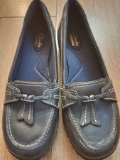 CLARKS ASHLAND BUBBLE TASSEL LOAFER SZ 7M NAVY MARINE SHOES New Without Box.