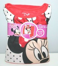 DISNEY JUNIOR MINNIE MOUSE FLANNEL PAJAMA SET 2PC RED SZ 4/5 GIRLS