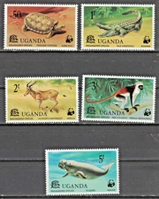 UGANDA:1977 SC#176-80 MNH Endangered species AP4085