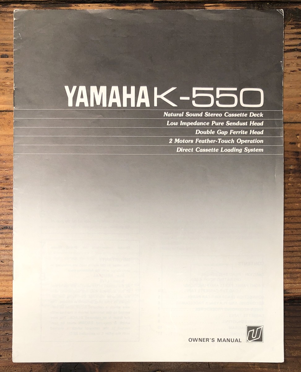 Yamaha K-550 Cassette Owners / User Manual *Original*