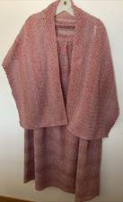 Homemade Women's Maxi Skirt Red Lacy Weave with Shawl 70 x 15" Vintage Retro