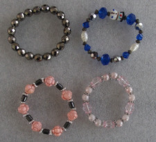 Girls 4 bracelets beads pink snowman blue costume jewelry lot